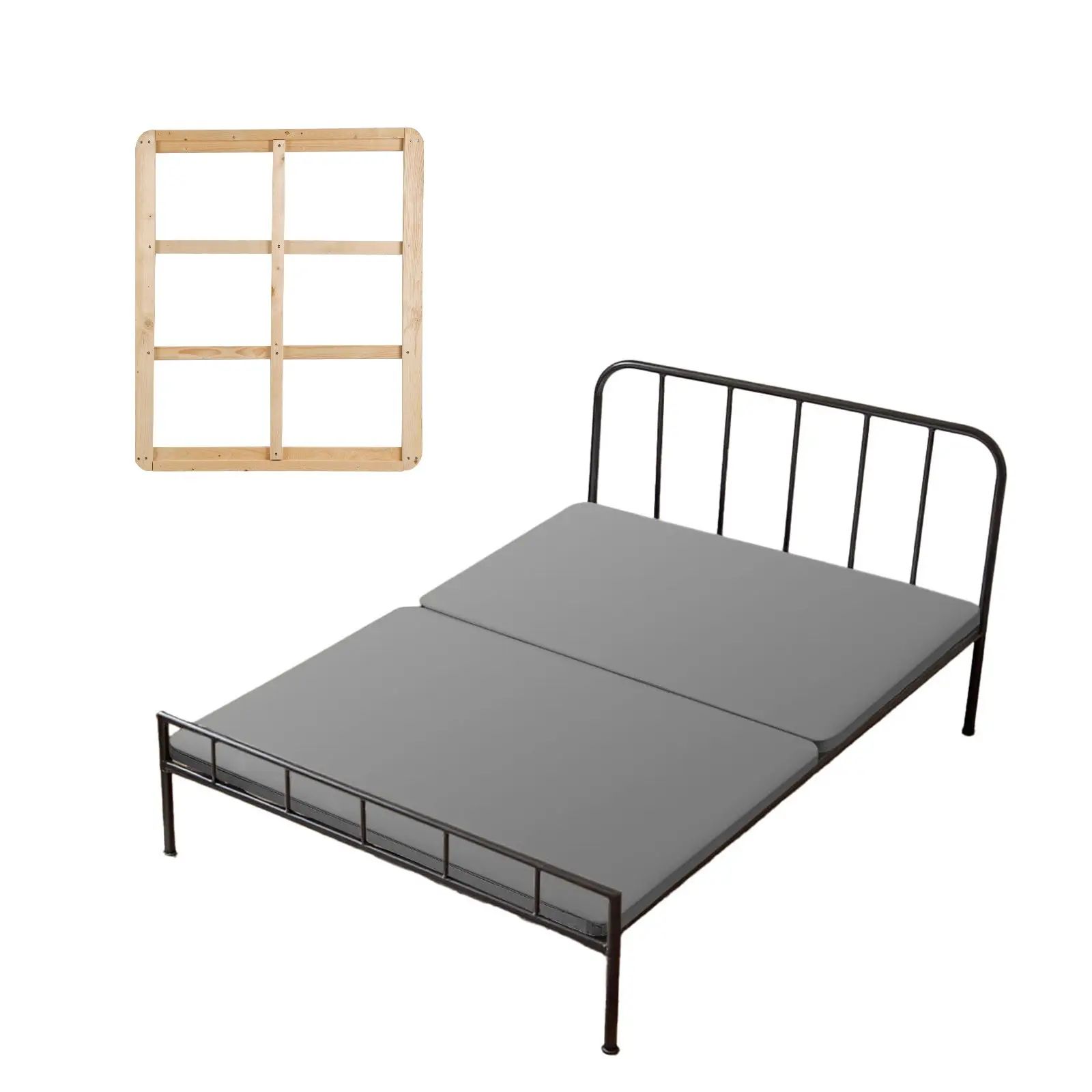 VEVOR Full Size Bunkie Board, 74.8 x 52.36 x 1.5 in 2-Piece Gray Bunkie Board, 23.92 lbs Durable Wooden Bed Slats with 200D Oxford Cloth, Mattress Support, Assembly Required