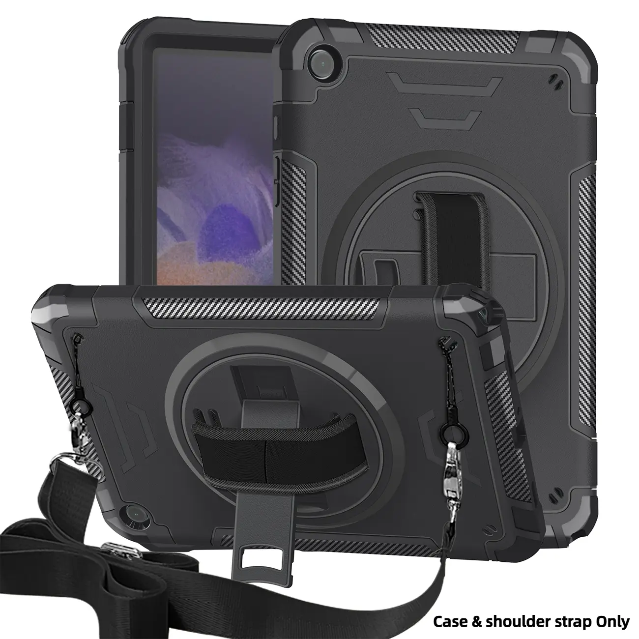 Universal tablet case, Tablet Protective Cover, Tablet Accessories suitable for Samsung Tab A11 Plus (2025)/Tab A9 Plus (2023), with a rotating stand, shockproof and drop-resistant, with adjustable shoulder strap and hand strap