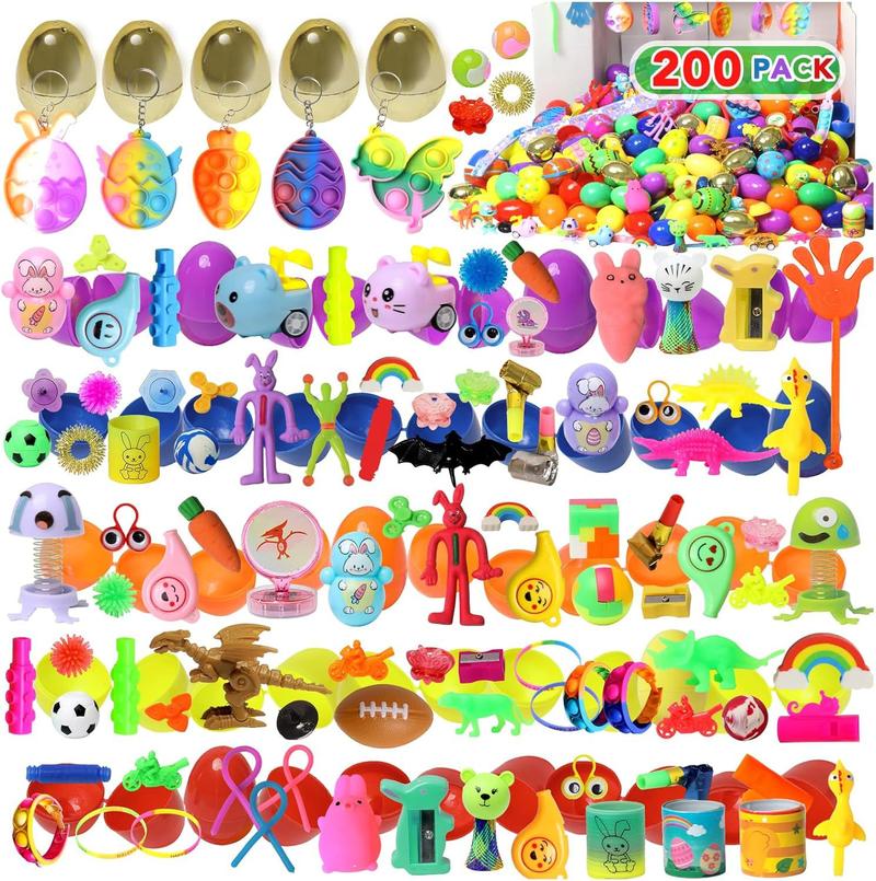36pcs/50cs/100pcs Prefilled Easter Eggs Toys and Stickers for Easter Egg Hunt, Filled with Toys Party Favors for Kids Boys Girls Easter Eggs Hunt, Basket Stuffers Fillers, Classroom Prize Supplies Springtok