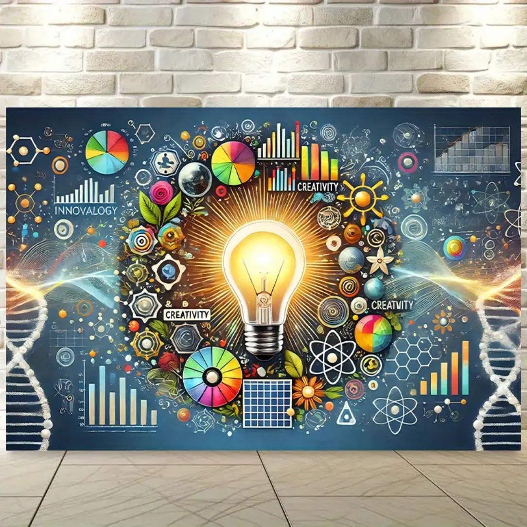 Science Innovation Backdrop Banner, Technology Theme Wall Decoration with Creative Design for Classroom Decor, Photography, Home Decor, Events and Science Exhibitions