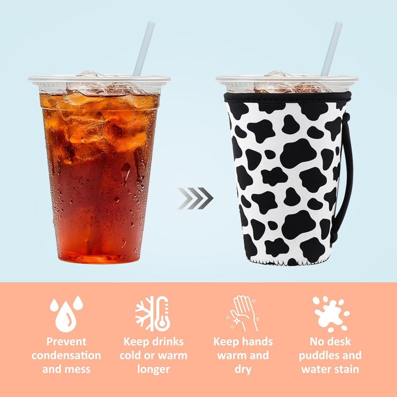 3 Pack  Iced Coffee Sleeves for Iced Coffee Cups or Drinks  Neoprene Insulated Sleeves for Hot and Cold Drinks from , Dunkin, And More (Cows)