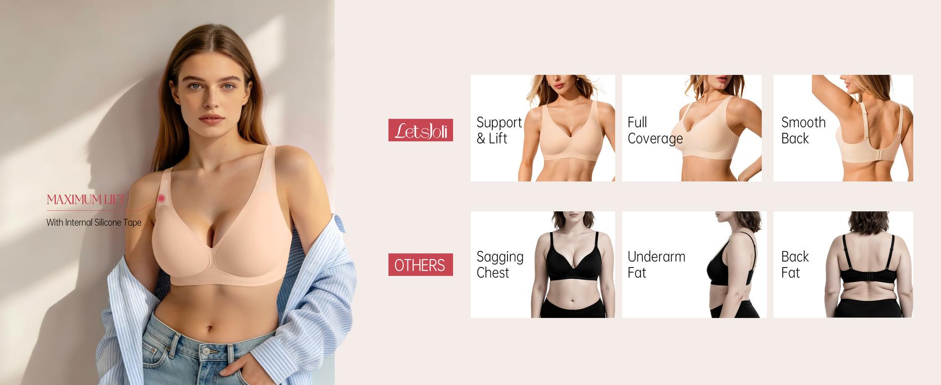 Vela Stidop Women Jelly Bras Wirefree Full Coverage No Underwire Everyday Bras Comfortable Wireless Padded Tshirt Bra