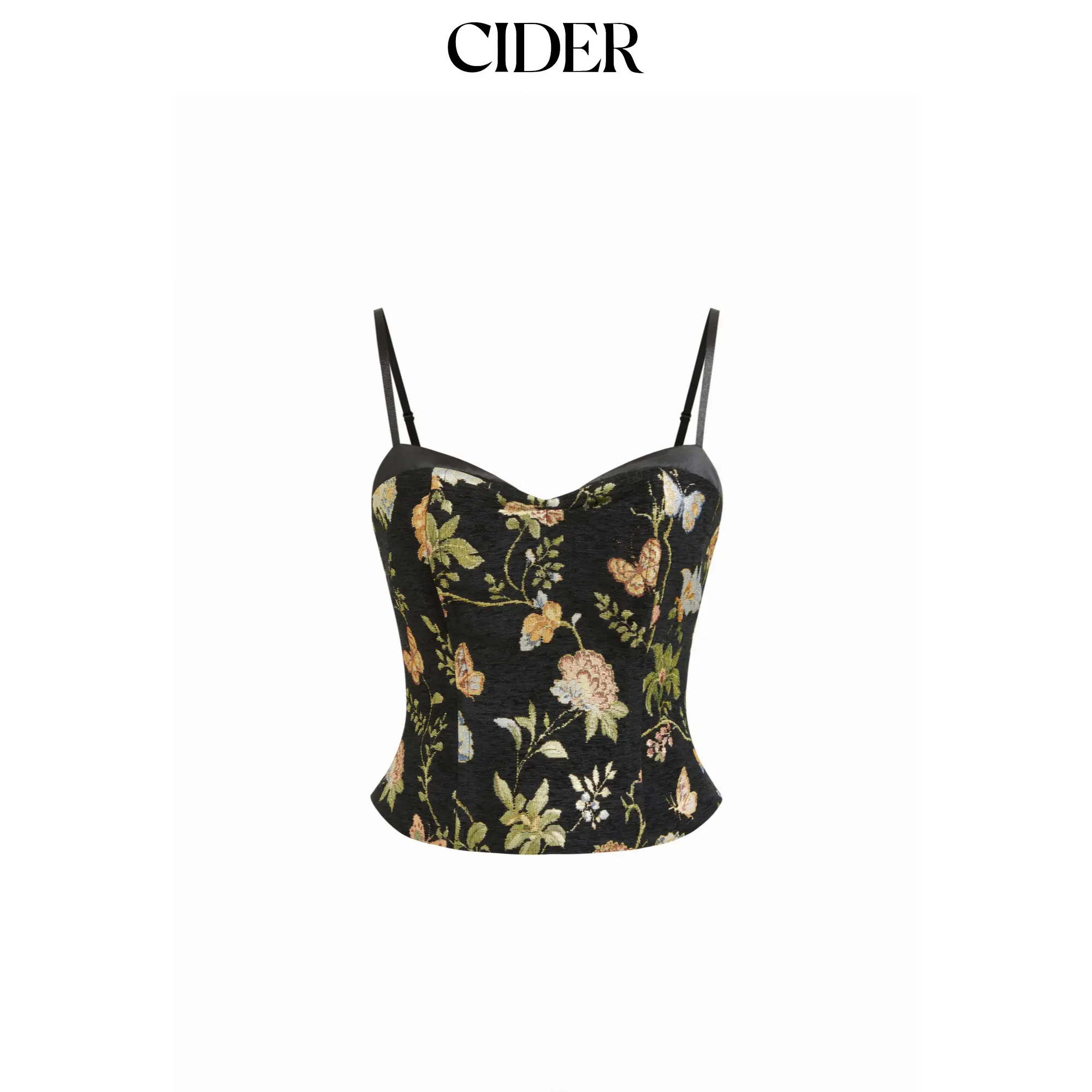 Cider Jacquard Floral Sweetheart Cami Top