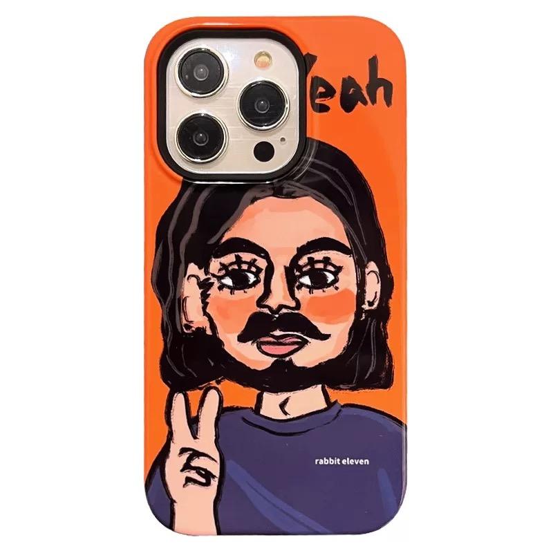 Graffiti Cartoon Couple iPhone Case - Retro Street Art Protective Cover for 11/12/13/14/15/16/17 Pro Max iPhone Case