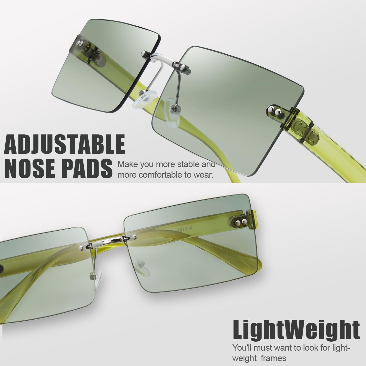 Minimalist Small Rectangular Sunglasses Clear Eyewear - Exquisite Packaging