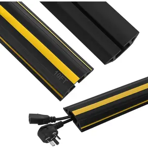 Floor Cord Cover 10Ft Heavy Duty PVC Floor  Protector Electric Cord Hider  Management Floor Strip Extension Cord Covers  Raceway for Wires  Floor Inner  1.36" W x 0.43" H
