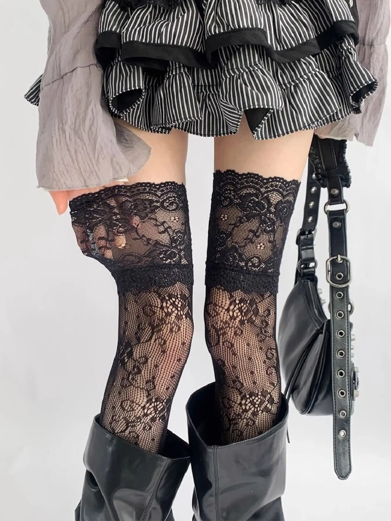 Women's Lace High-Cut Socks, Floral Mesh Over-The-Knee Socks, Sexy Shapewear Long Socks, Sheer Lace Socks, Thigh High Socks, Perfect for Parties, Dates, Fashion Events