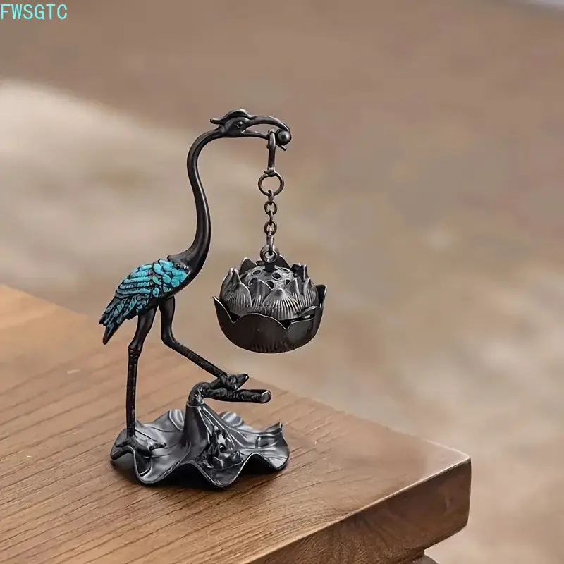 Classic Smooth 1-Piece Crane-Lotus Shaped Hanging Incense Holder, Home Room Aroma Decor Ornament, Sports & Outdoor Accessory Complement, Perfect Holiday Gift for Indoor Daily Use, One-Piece
