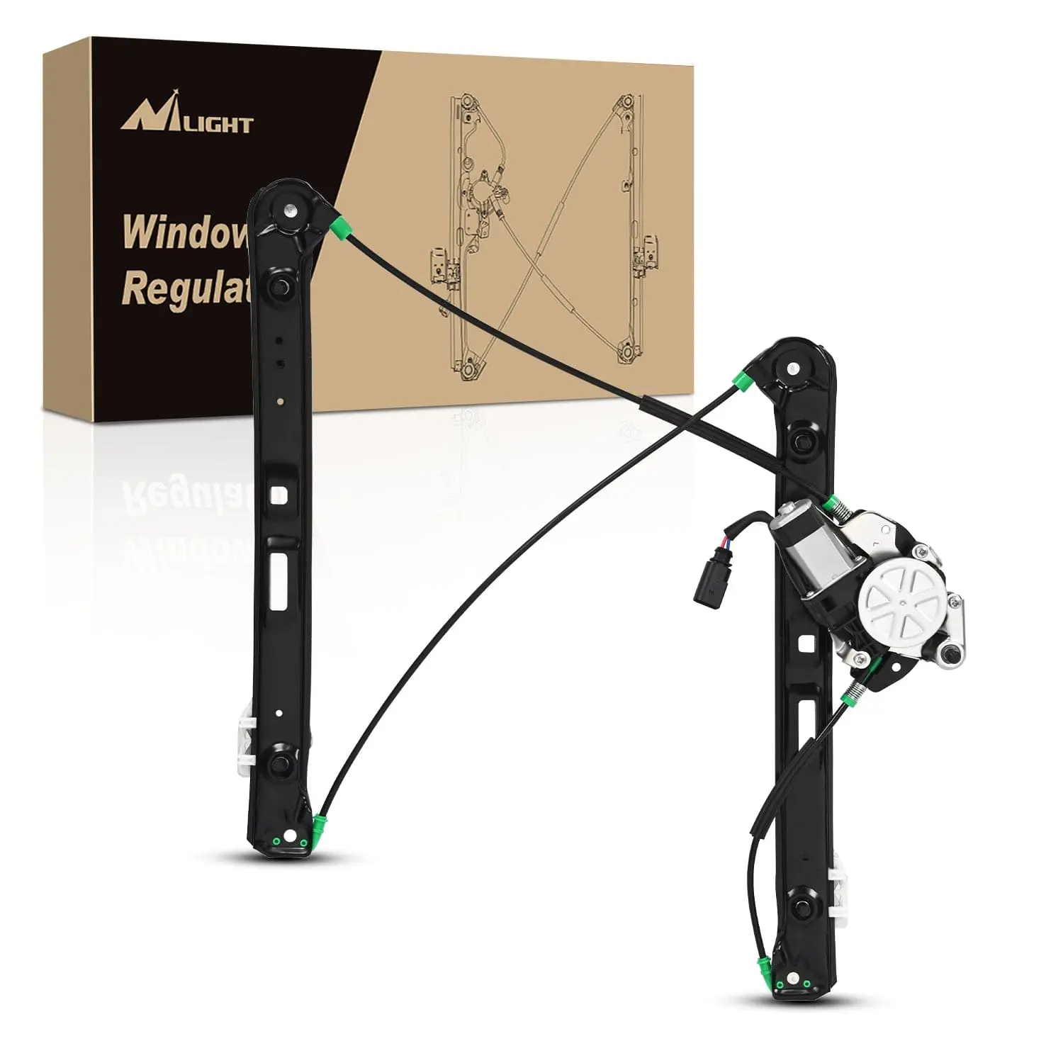 Nilight 741-484 Sturdy Iron Power Window Regulator with Motor, Corrosion Resistant, Low Noise, Precise Hole Position, Front Driver Side for BMW E46 Sedan 325i 328i 330i 1999-2005