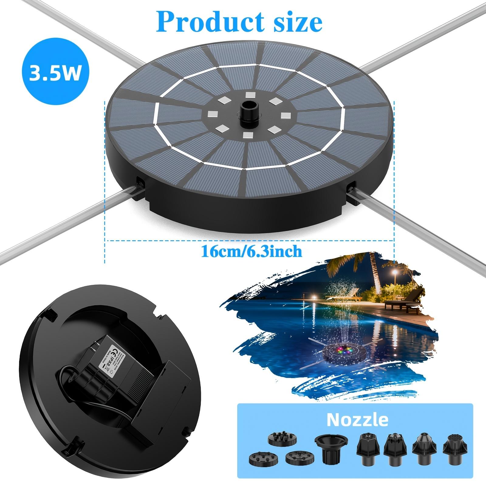 3.5W Solar Bird Bath Fountain with LED Lights, 2-in-1 Auto Color-Changing Water Pump for Garden, Pond, Patio, Kids Outdoor Toy, Bird Attracting Decor, IPX8 Waterproof, Tool-Free Setup