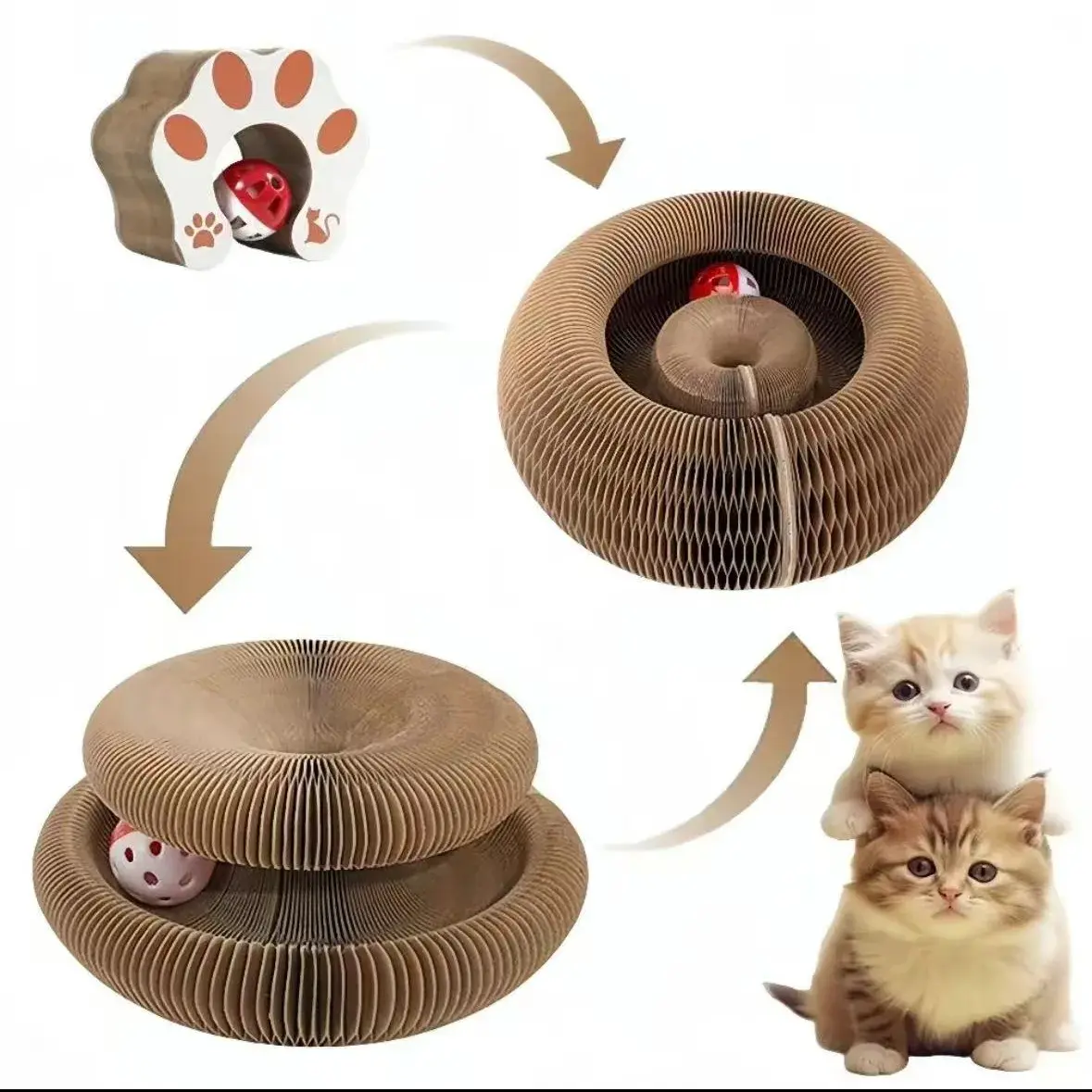 3-in-1 Cat Toy, Scratcher & Ball Track|   Magnetic Shape-Shifting Design|   Includes Balls That Never Fall Out|   Foldable, Eco-Friendly, Furniture-Saving Toy for Indoor Cats & Kittens|   Endless Playtime Fun