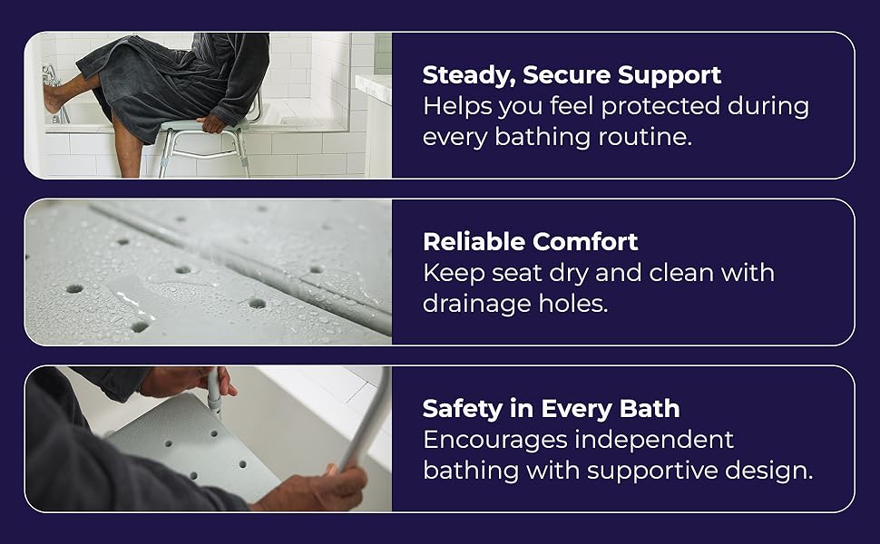 Tub Transfer Bench for -, Independent Bathing Aid - Bench - Sturdy Aluminum Construction - Comfortable Backrest - 350 Lb Capacity