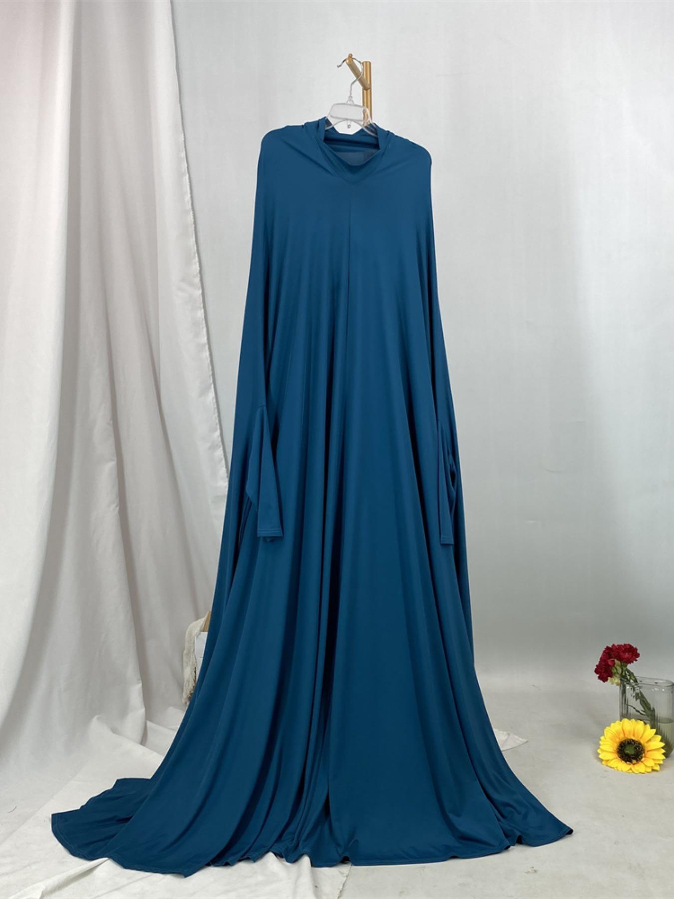 Women's Solid Color Long Sleeve Abaya, Modest Round Neck Long Dress for Women, Muslim Clothing for Daily Wear, Modesty Abaya, Islamic Abaya, Dubai Abaya, Abayas for Eid