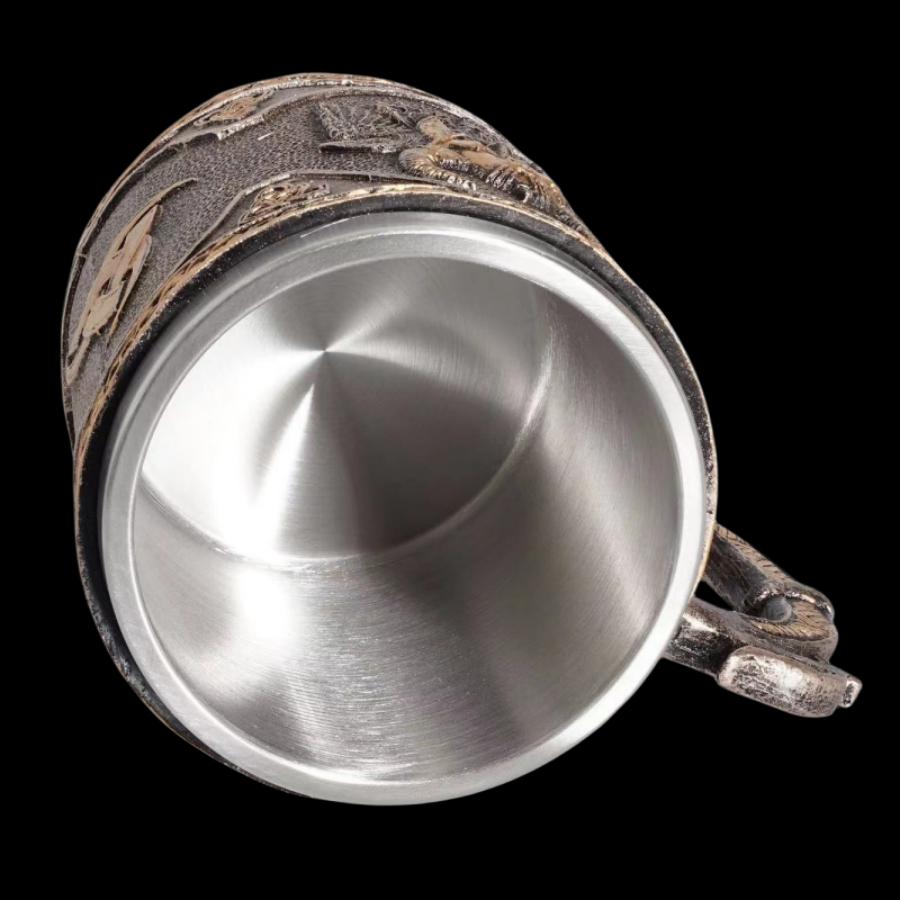 Vintage Odin Pattern Coffee Mug, 1 Count Stainless Steel Double Wall Insulated Mug with Handle, Drinking Cup for Home Office Use