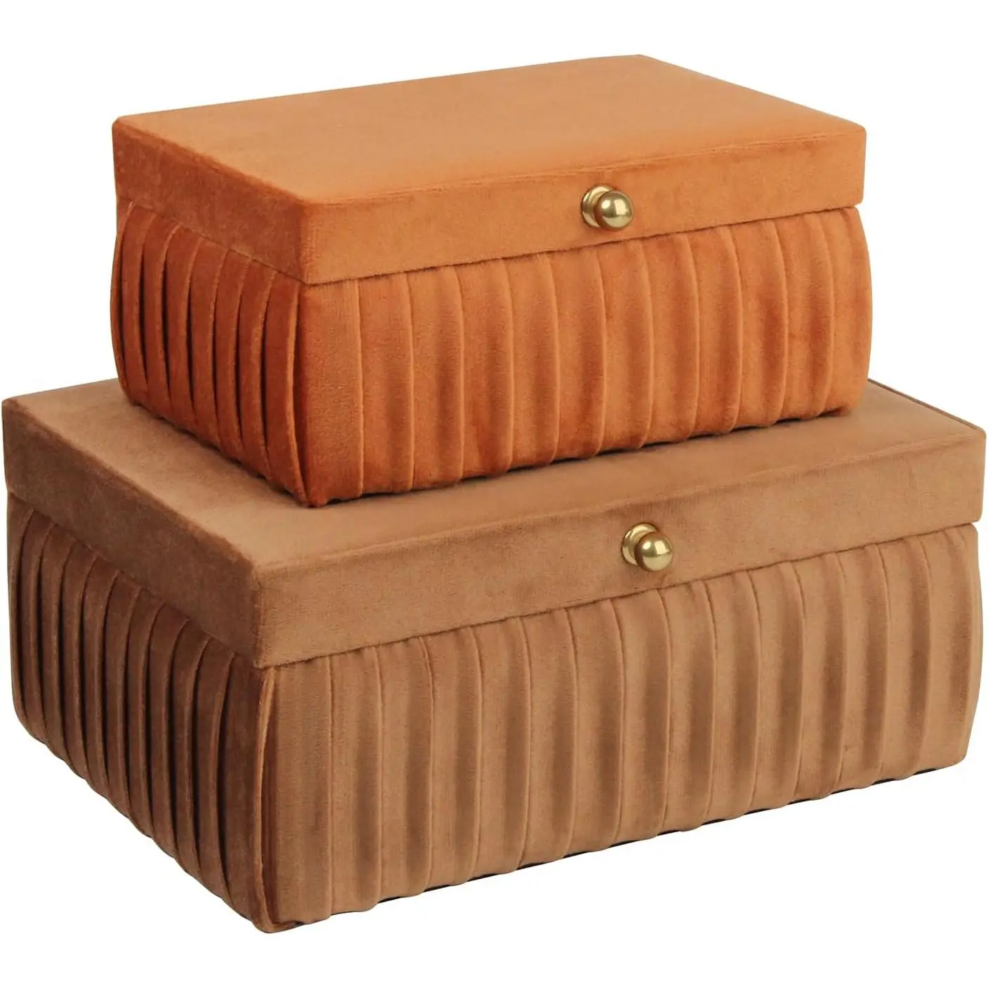 Decorative Boxes,  Boxes Storage Accessory Organizer Boxes with Elegant Handle Decor, Classic  Set of 2 count (Brown)