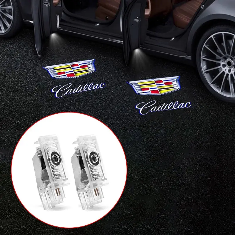 2pcs LED Welcome Lamp Car Door Light, Logo Laser Projector Lighting Emblem for Cadillac Ct5 Ct6 Xt4 Xt5 Xt6 Ats Srx Xts Cts
