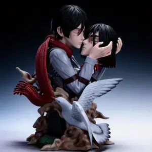 Attack On Titan GK Death Kiss Mikasa Eren Levi Statue Figure Anime Desktop Ornament Collectible Art Model Gift