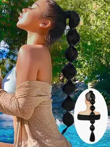 1Pcs Black Long Bubble Ponytail Extension for Women 28Inch 34Inch Ponytail Extension Afro Puff Ponytail Extension Protective Style Black Ponytail Carnival Music Festival Hair Extensions Kinky Straight Lantern Ponytail Wrap Around Ponytail With Hair Tie