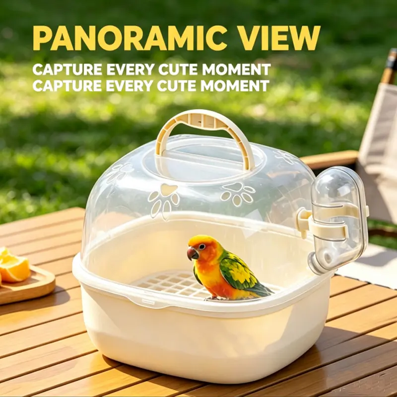 Small animal transport cage with water bottle, portable hamster travel transport box, suitable for small pets, hamster cage with external cage, silkworm cage, space capsule, portable travel out, hand-held cage, climbing pet feeding box