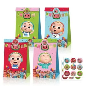 Cocomelons Birthday Party Decorations Handbags Baby Shower Decorations Candy Box Cartoon Anime Pattern Printed Paper Bag Gifts