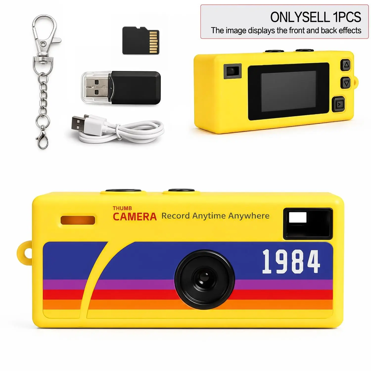 Mini Thumb Camera with Memory Card and Reader, Compact and Portable, Ideal Gift Choice, Perfect for On-The-Go Photography