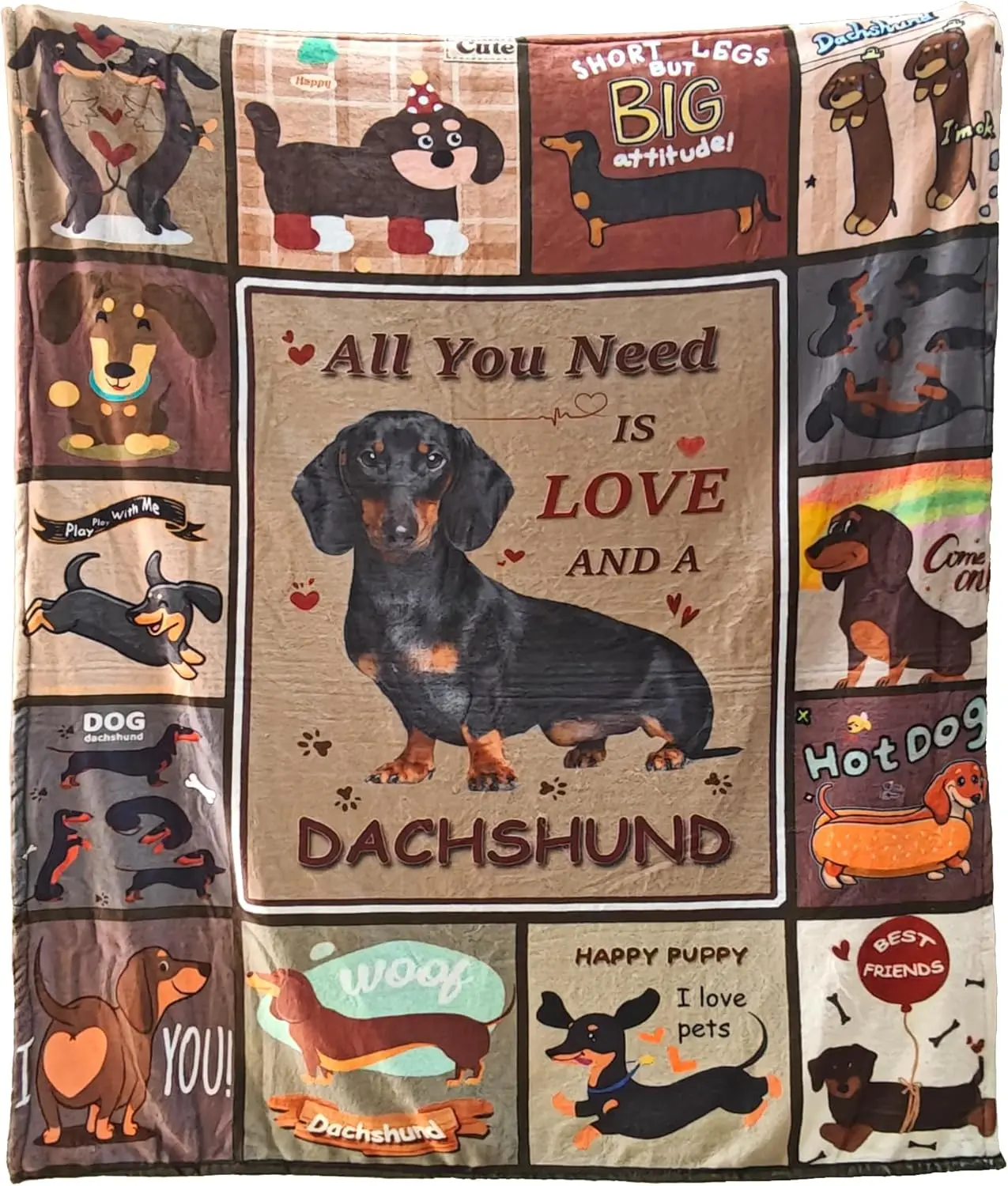 Dachshund Family Blanket, Dachshund Pattern Plush Throw, Dachshund Gift for Women, Animal Print Fuzzy Blanket for Dog Lovers |   Home & Kitchen