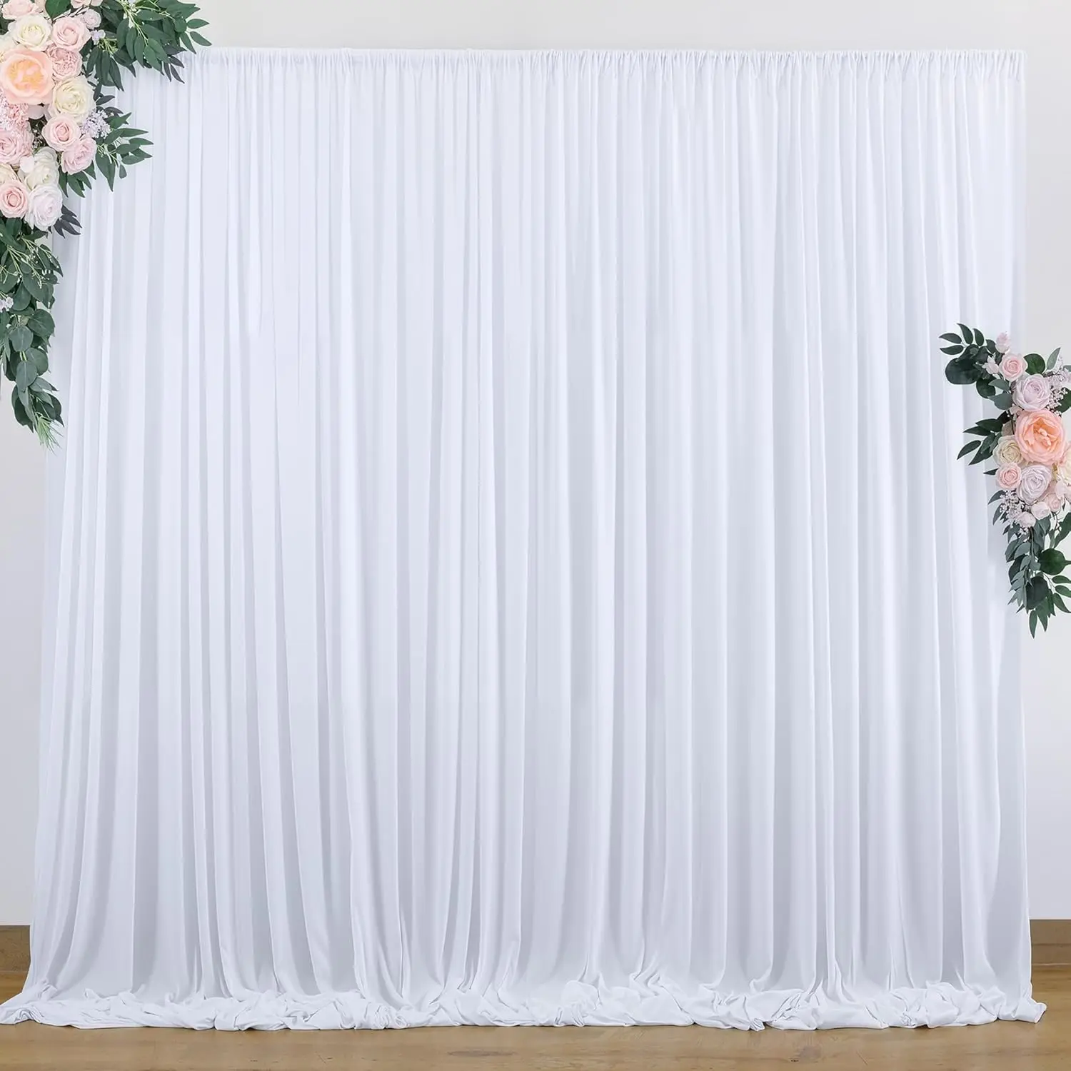 10 ft x 7 ft Wrinkle Free White Backdrop for Wedding Parties, Photography Backdrop Drapes for Birthday Parties Stage Backdrop Stand, White Background Curtains, 5x7FT 2 Panels