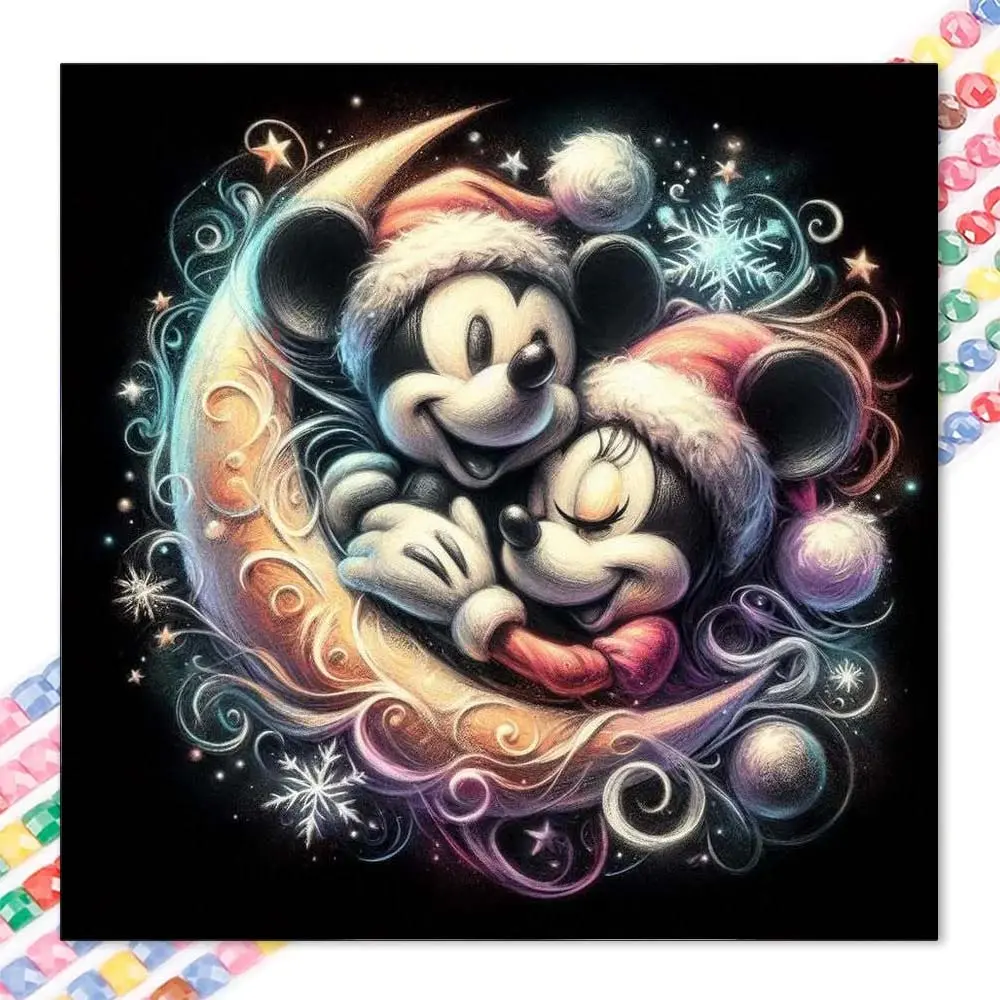 1 set of DIY diamond painting kit, 5D diamond art set, DIY decoration Mickey's Warm Moon mosaic, diamond art, DIY art home decor, suitable for Christmas.