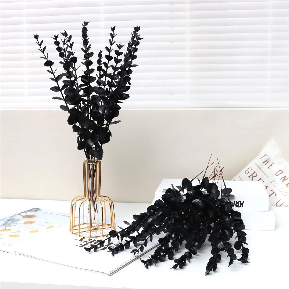 Artificial Plastic Eucalyptus Leaves Bunch Branch For Wedding & Home Decor, Artificial Faux Greenery, 24pcs/bunch Fake Eucalyptus Leaves Bunch for Romantic Bouquet Decor