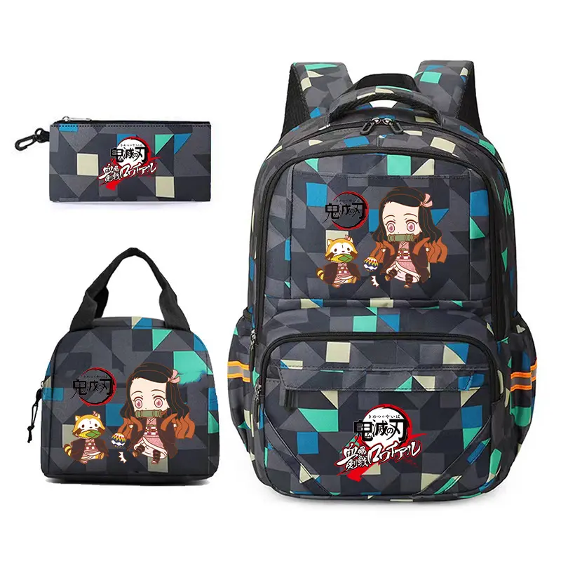 Demon Slayer Backpack, Tanjiro Kamado Nezuko Anime Character School Bag, Japanese Anime Student Backpack for Boys Girls, Casual Campus Travel Daypack