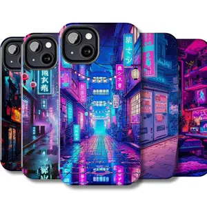 Futuristic city phone case, Cyber sci-fi iPhone cover, Future fantasy lights Suitable for iPhone 17-11 Pro Max/Plus and  Samsung Galaxy S23-25