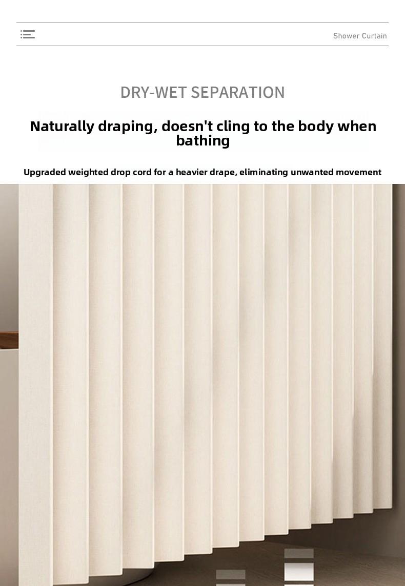 Foldable Magnetic Shower Curtain, Waterproof, Mold-Proof, No Drilling Required, Thickened, Light-Blocking, Partitioning Shower Curtain