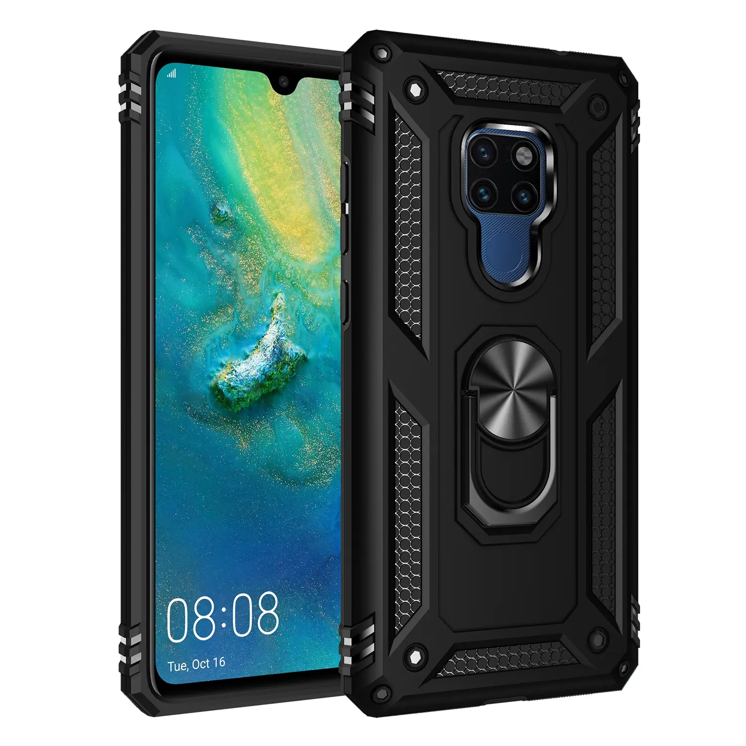 Case for Huawei Mate 20 with Secure Ring, Anti-Slip Adjustable Stand, Dual-Layer Shockproof, Durable Phone Cover for Huawei Mate 20 Case