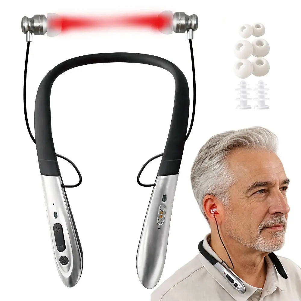 Upgraded Red Light Device for Ears & Nose, Comfortable to Wear with Silicone Material, Magnetic Charging, Replaceable Silicone Heads for Ears and Nose, Ear and Nasal Health Care Product, 2 Modes, 3 Intensity Levels, Easy to Operate