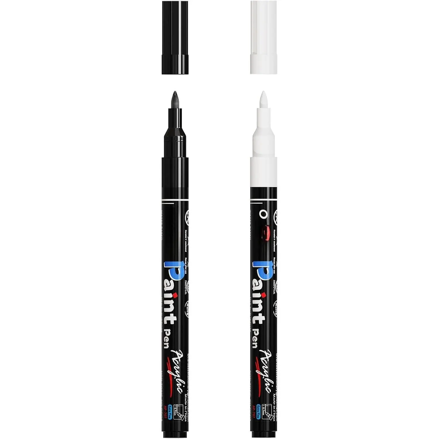 White & Black   Pens  Markers Extra Fine Tip | , Fade Resistant, 0.7mm Water Based Permanent Markers for , Metal, Glass, Rock, Plastic, Canvas, Rubber