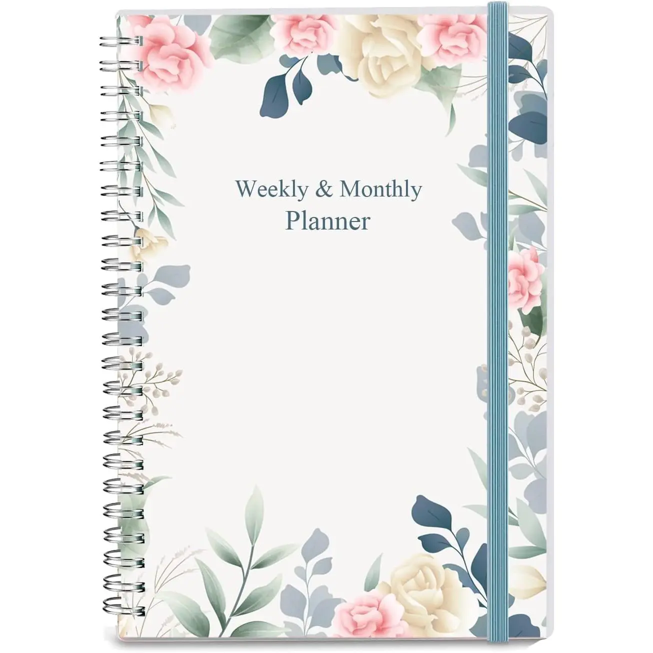 Undated Planner for 2026 or Any Year - Weekly & Monthly Organizer Notebook & Journal to Track Goals, 5.85" x 8.25",  to Organize Your Daily Life, Floral Weekly Monthly Planner Undated