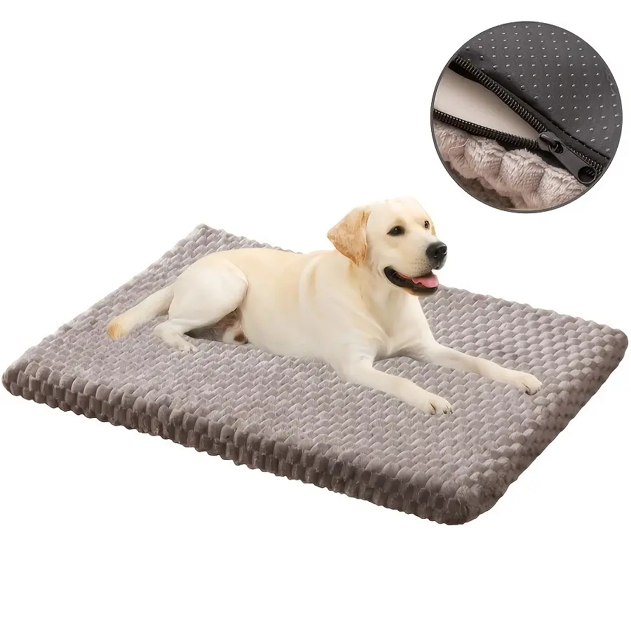 Removable and Washable Dog Bed for Small, Medium and Large Pets, Cage-Friendly, Thickened Foam Pet Mat for Cats and Dogs, Non-Slip Bottom and Removable Cover, gift, 35 Inch (Gray)