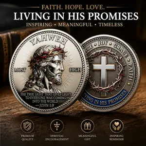 Life Light Faith Commemorative Coin, Dual-Sided Religious Collection, Hebrew Scripture Design, Perfect Gift