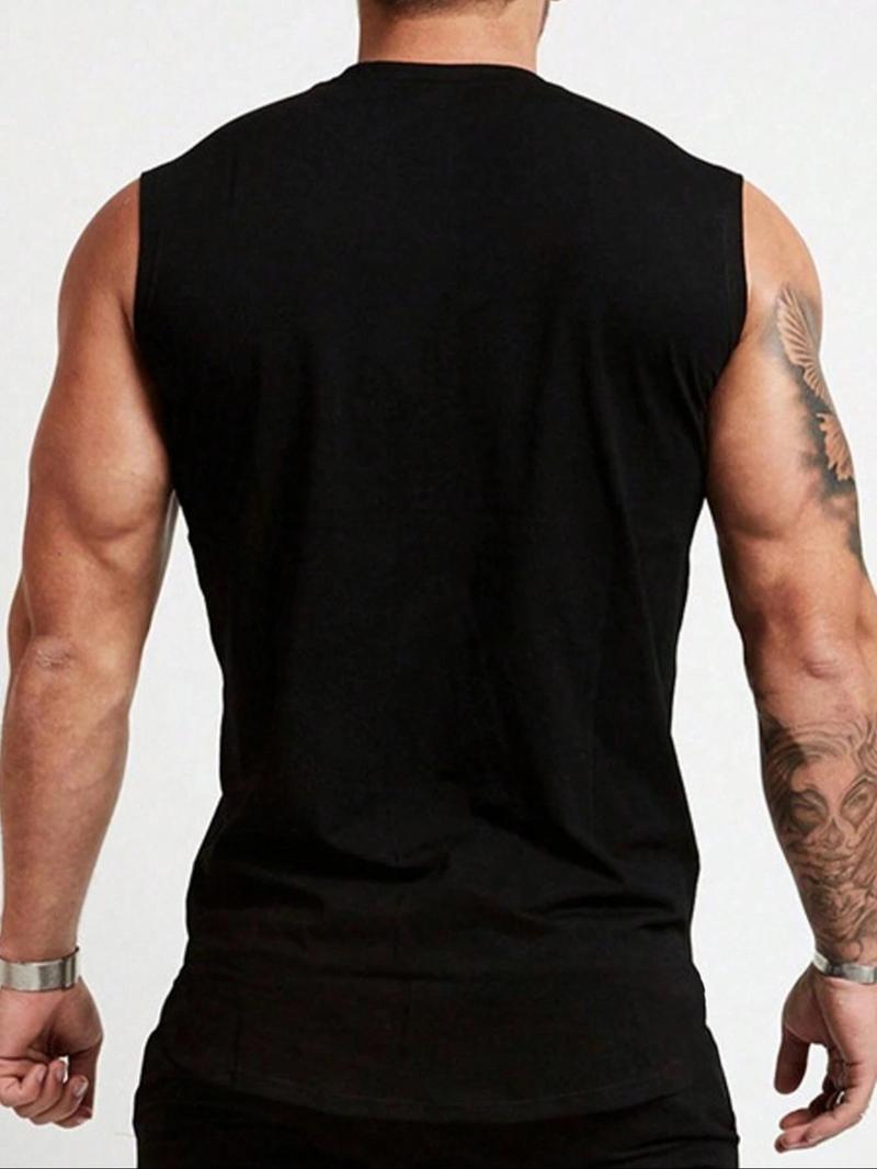 Men's  Bull Head Print Round Neck Tank Top, Casual Quick Drying Breathable Sleeveless Top, Athletic Workout Clothing for Gym Workout Running, Men's Clothes for Summer