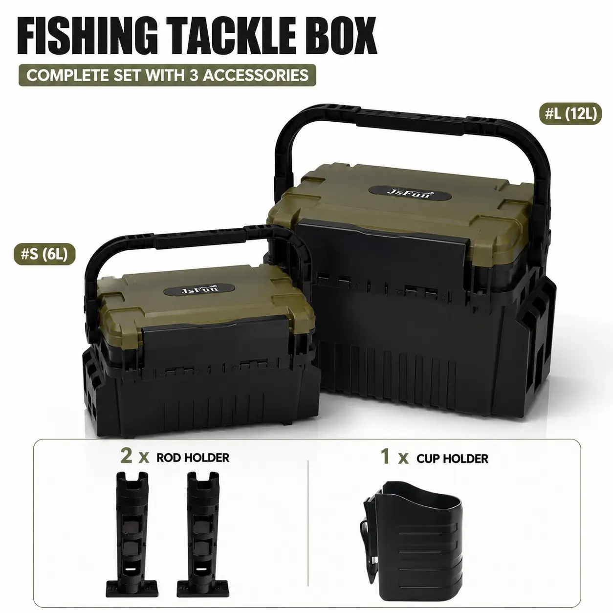 Fishing Tackle Box Hard Plastic With 2 Rod Holders & 1 Cup Holder Portable Multifunctional Fishing Storage Box Outdoor Fishing Gear Container Available In 5 Colors
