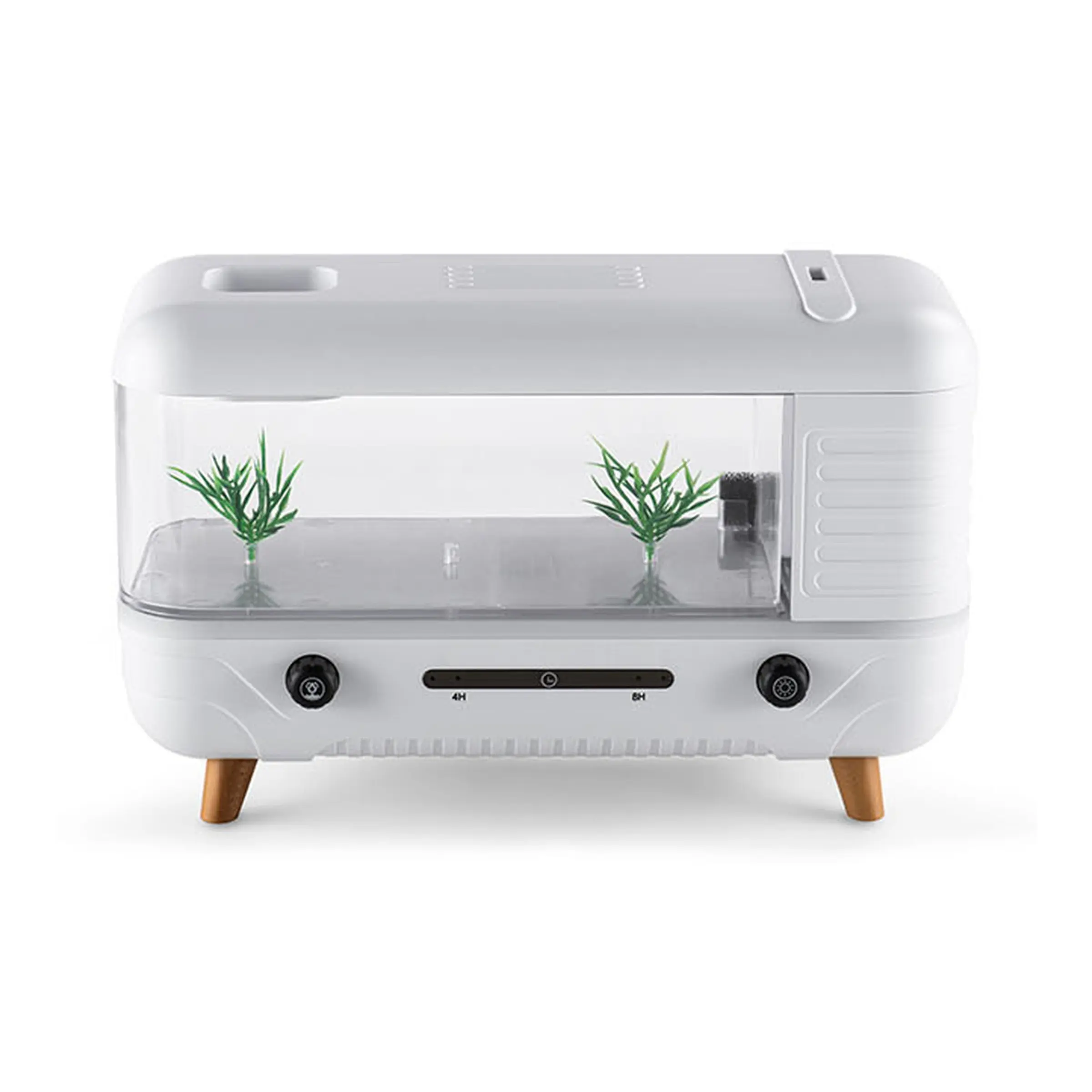 Water Feature Diffuser with Dual Water Tanks and Hydroponic Plant Basket, Rainbow Lights, Timer, Ideal for Living Room, Bedroom, Office