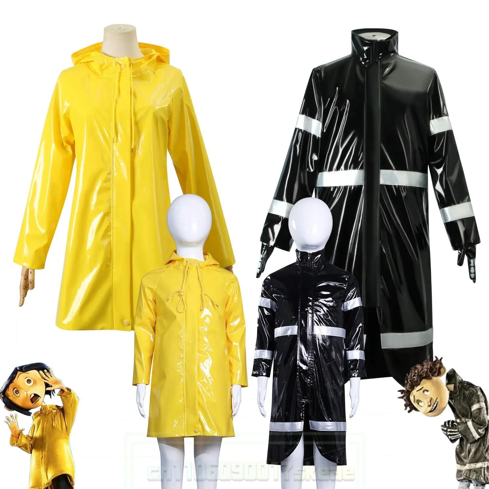 Fancy Coraline Cosplay Yellow Jacket Wigs For Women Cartoon Movie The Secret Door Costume Disguise Adult Woman Fantasia Outfits