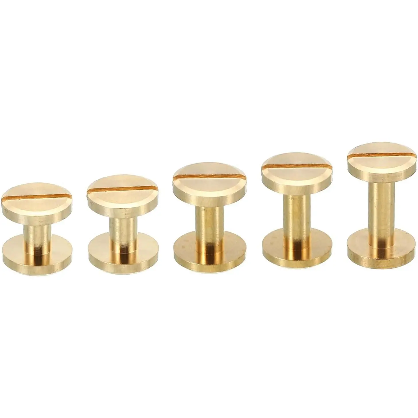 50 Sets M4 Slotted Binding Post Screws Bolts Rivets Brass Fasteners Connectors for Leather Belt Scrapbook Photo Albums, 4mm, 6mm, 8mm, 10mm, 12mm