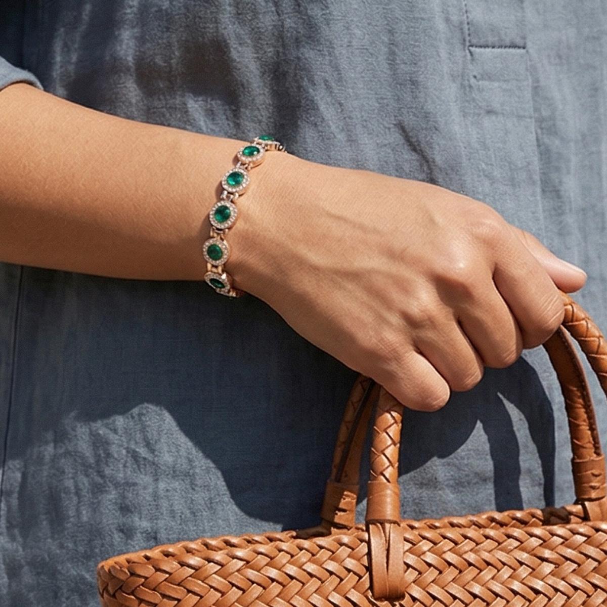 4X Strength Magnetic Copper Bracelet for Women, Jewelry Bracelet with 3800 Gauss Magnets, Adjustable Length, Secure Clasp, Premium Multi-Facet Crystal Inlays