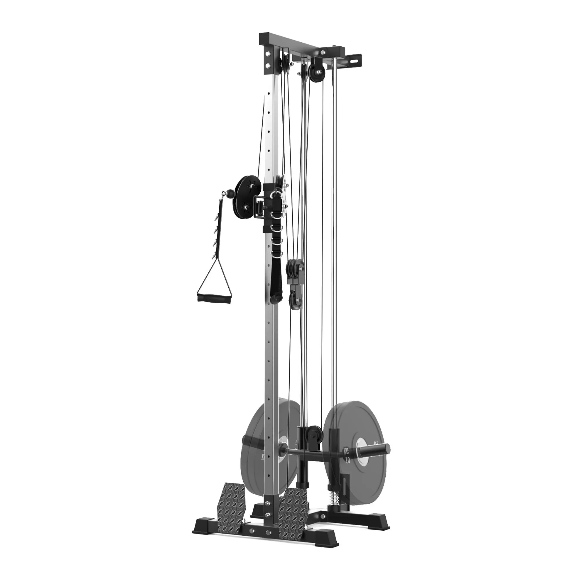 Wall-Mount Cable Station for Home Gym, LAT Pull Down Machine with Adjustable 20 Positions Pulley System, High and Low Cable Cross Over Machine for Versatile Workouts, Black