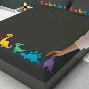 3-Piece Dinosaur Rainbow Bed Sheet Set, Fun Theme, Soft and Breathable, Ideal for Bedroom, Dorm, Living Room, Office Decor