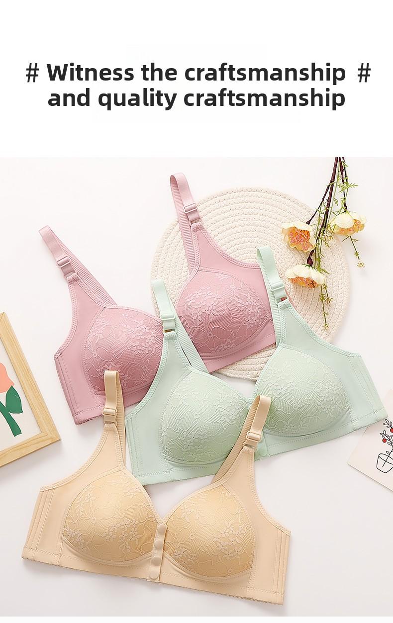 6 Pack Front Closure Bras for Women, Wire-Free Push Up Sports Bra with Removable Padding, No Dig Adjustable Straps, Seamless Full Coverage T-Shirt Bra, Comfortable Maternity Tank Top Style -RR