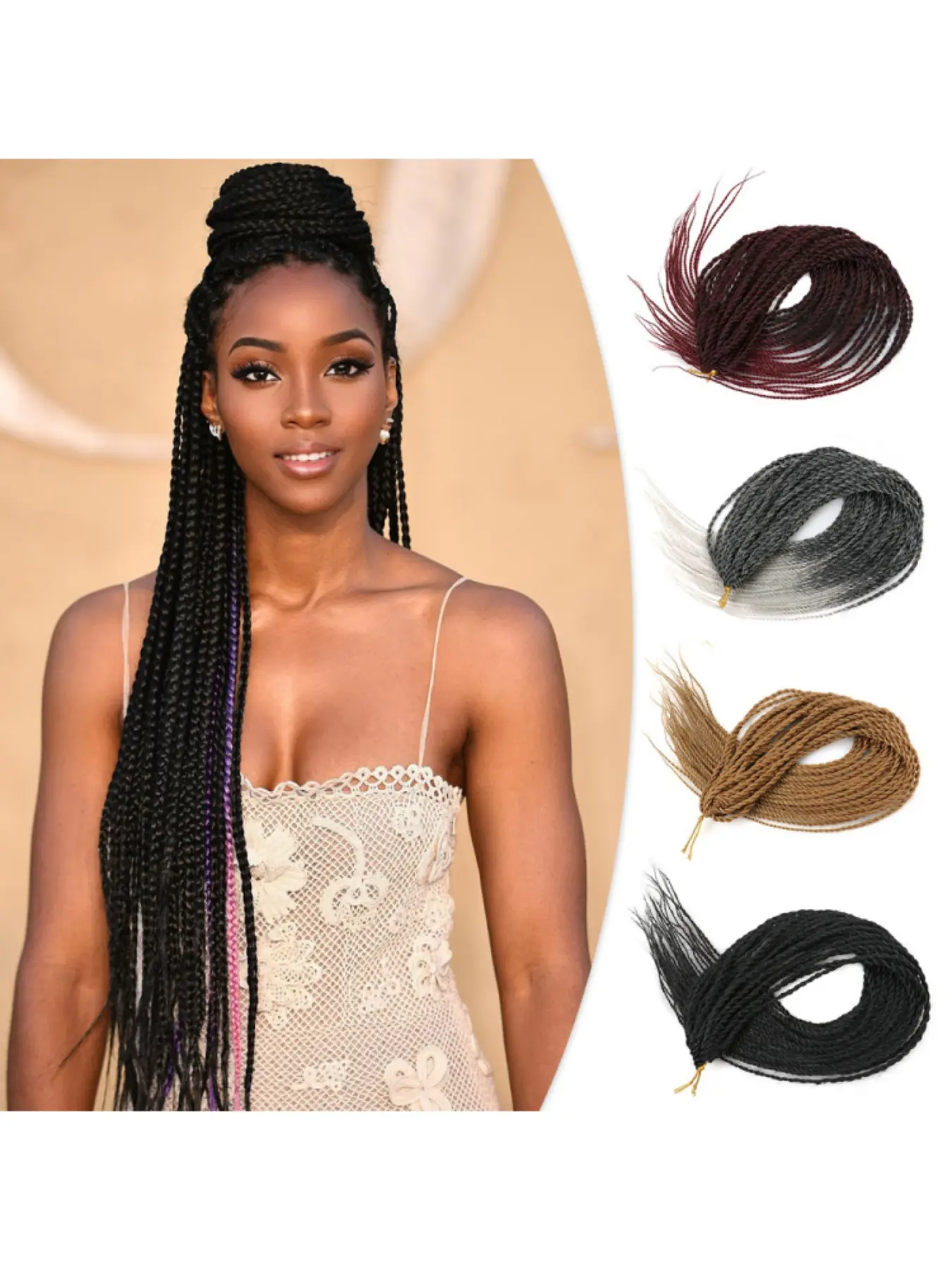 24 Inch 30pcs Braiding Hair Extensions Synthetic Fiber Pre Stretched Braiding Hair for Box Braids Knotless Braids Senegalese Twist