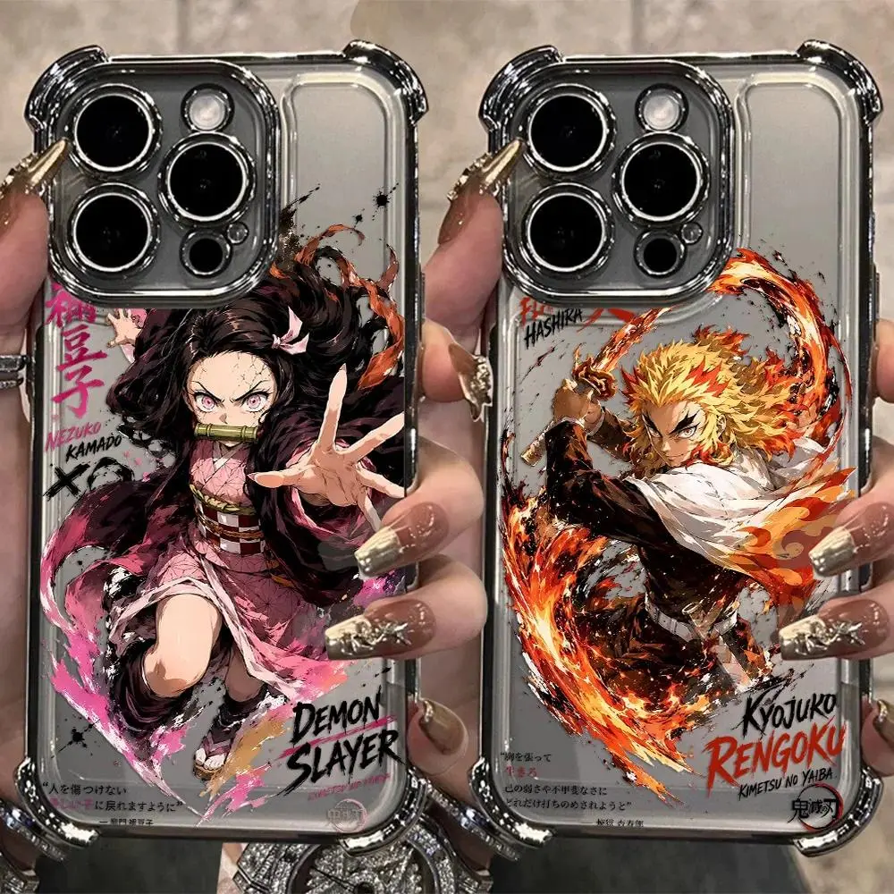 Anime Demon Slayer Phone Case for Anime Fans, Multi-Model Protection Accessories for iPhone 17 Pro Max,17 Air,16 Plus,15,14,13,12,11 Pro & Samsung Galaxy S26 Ultra,S25,S24,S23 FE Plus,EDGE, Non-Slip Transparent Shockproof TPU Back Cover, Anti-Drop