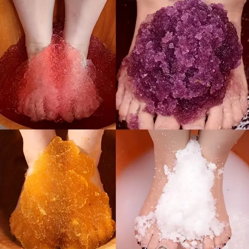 4 Pcs Scented Crystal Mud Foot Bath Spa, No Power Needed, Cleansing Nourishing Foot Care Products, Salt and Soak, Ideal for Relaxation